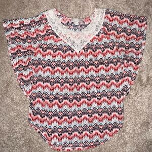 Carolyn Taylor‎ Red and White Dolman Sleeve Blouse